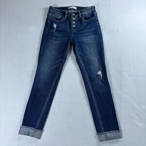 Vervet Denim Skinny Jeans Womens 26 Distressed Button Fly Y2K Stretch Blue